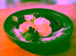 Cottage cheese balls with sour cream and berries