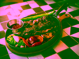 ღორის ნეკნები BBQ მობრაწული ბოსტნეულით
